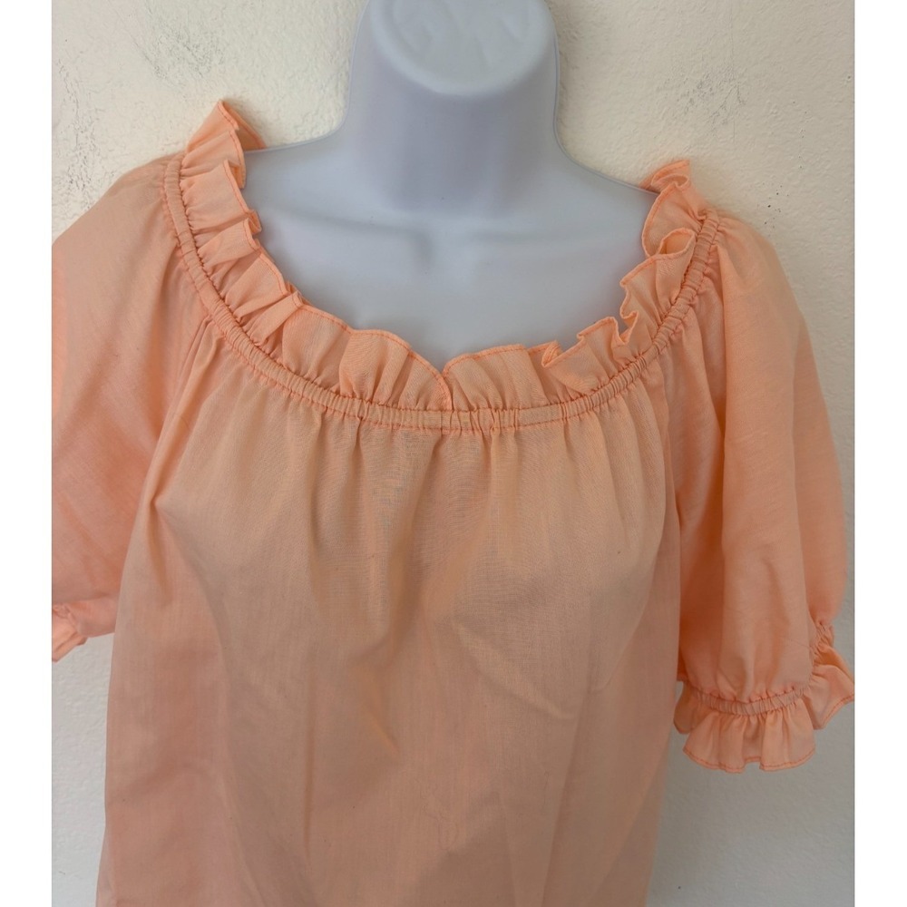 Vtg Square Dance blouse Bettye Small Peach Puff Sleeves Coquette Ballet Prairie - Picture 8 of 16